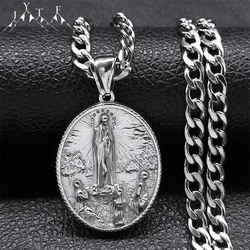 Exquisite Virgin Mary Necklace Men 316 Stainless Steel Silver Color Our Lady of Guadalupe Necklaces Jewelry virgen de guadalupe