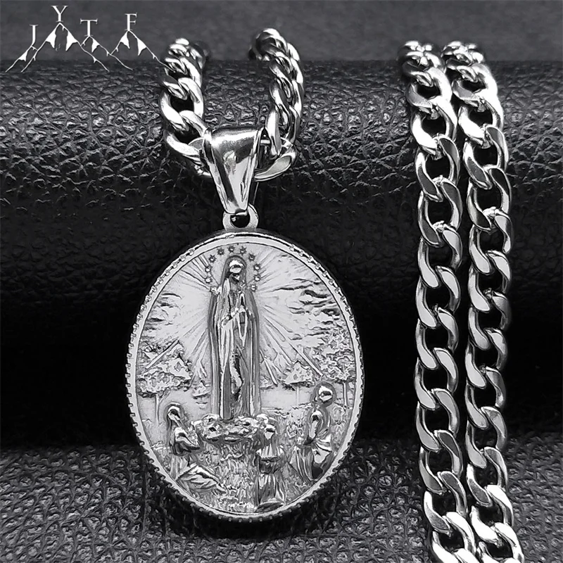 Exquisite Virgin Mary Necklace Men 316 Stainless Steel Silver Color Our Lady of Guadalupe Necklaces Jewelry virgen de guadalupe