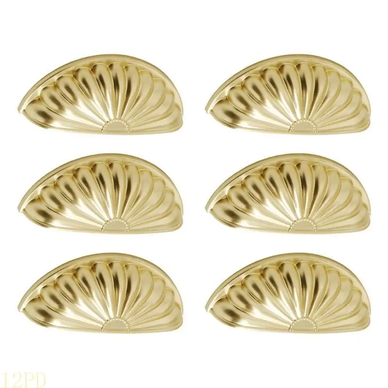 12PD 6Pcs Wardrobe Knob Zinc Alloy Cabinet Drawer Handle Cupboard Pulls Shell Furniture Decoration Easy to Install