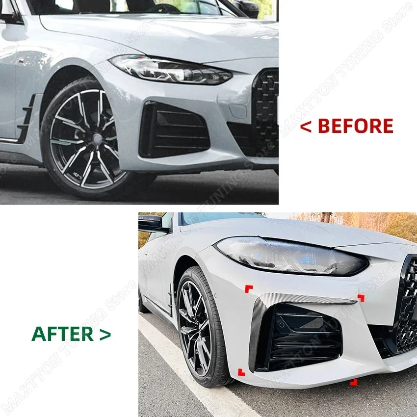 For BMW G24 G26 420i 430i i4 M50 4 Series 4-Door 2Pcs Front Bumper Side Spoiler Lip Splitter Diffuser Tuning Bodykit Accessories