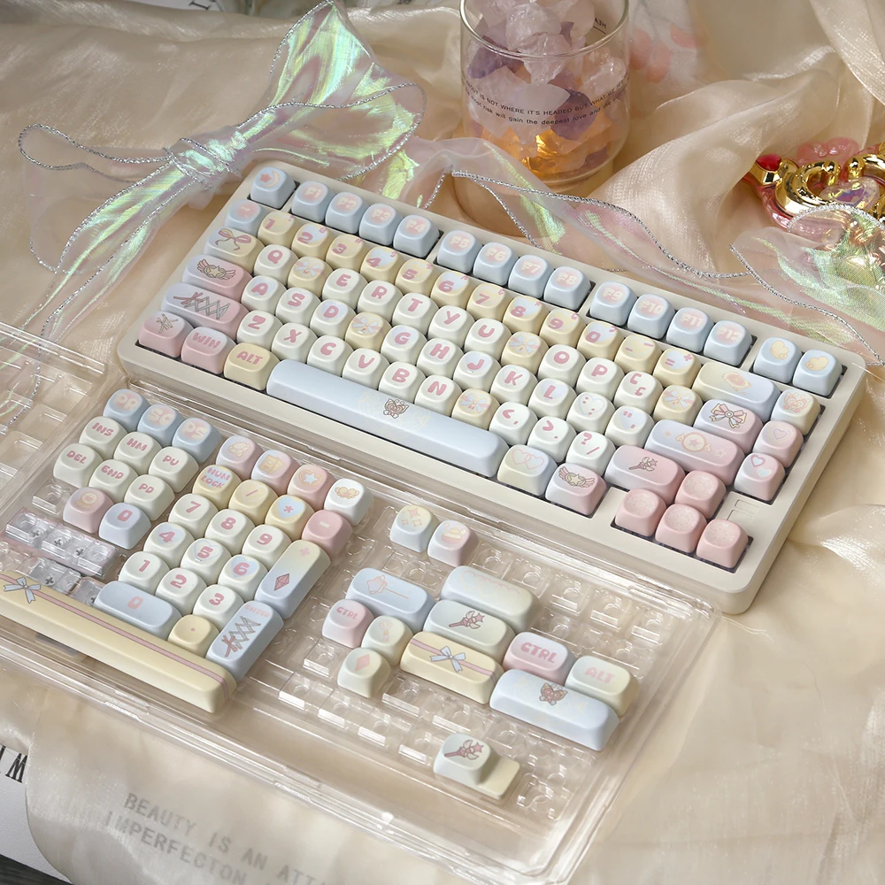 Capuchons de clavier mécanique PBT, touches de profil MOA, cadeau pour fille rose, aucun commutateur MX, 6,25u, 131 touches