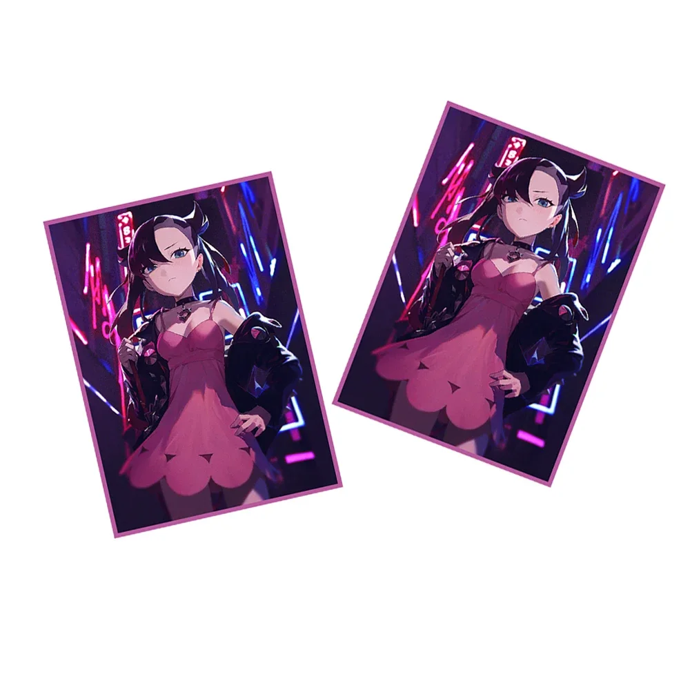 60PCS 67x92mm Holographic Flash Card Protectors Marnie Cartoon Character Deck Shielded Card Holder for MTG/PKM Game Cards