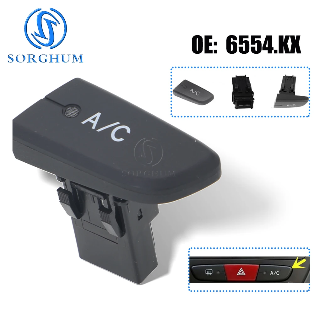 SORGHUM New Air Conditioner Unit Control Switch 6554.KX For Citroen C1 Peugeot 107 Toyota Aygo Mk1 2005-2014 6554 KX 6554KX