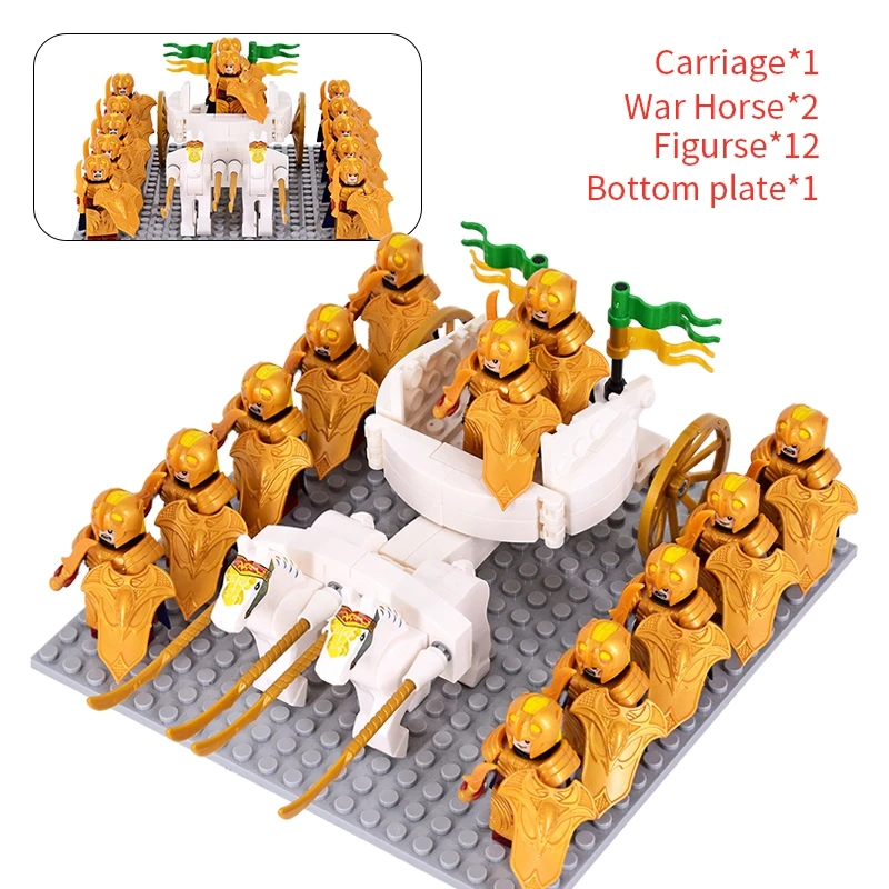 Movie Medieval Elf Chariot Soldiers Army lotr Action Figures Mini Bricks Assemble Building Blocks MOC DIY Toys for kid gifts