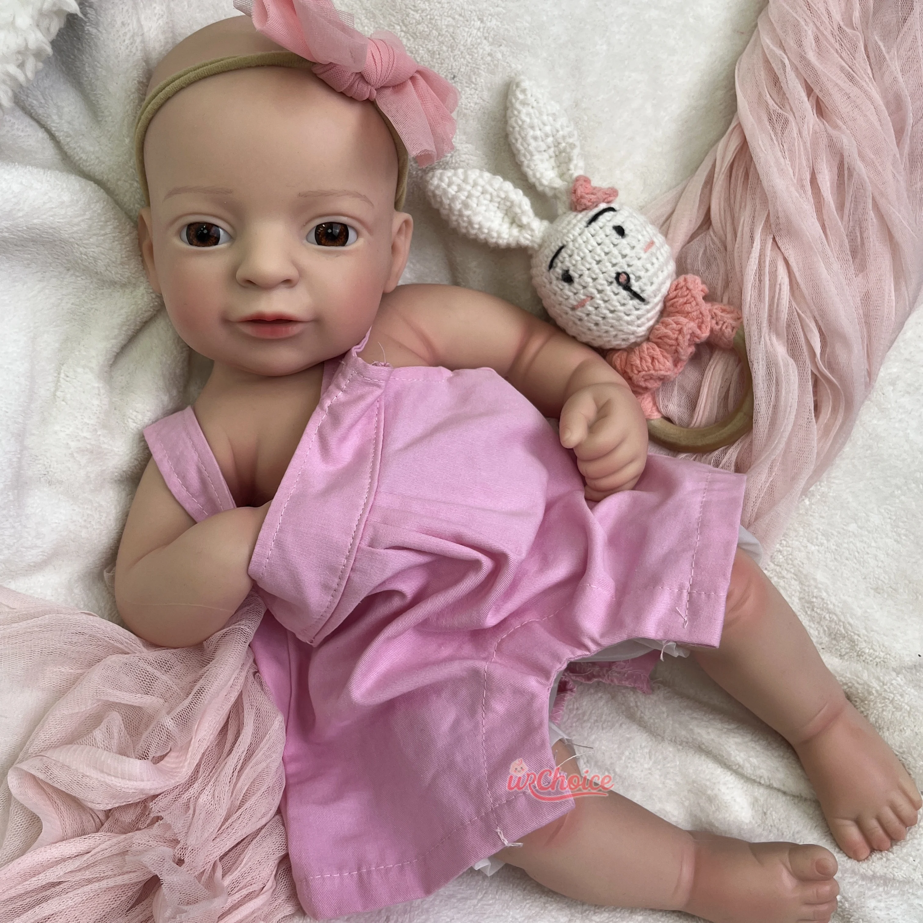 

Realistic Reborn Doll 17" Girl Full Silicone Body Open Eyes and Mouth Newborn Baby for Therapeutic Professionals