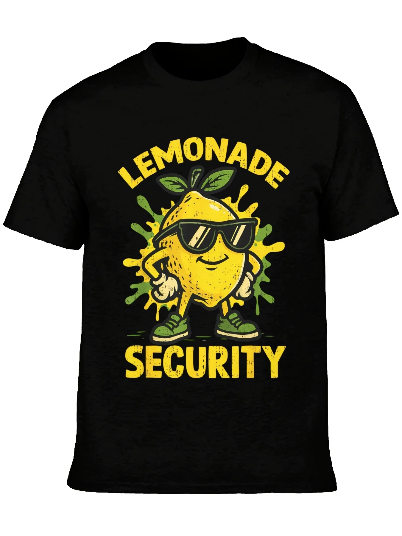 Men'S Funny Lemonade Boss Security Vintage Tee, Lemon Juice Boss Graphic Shirt with Lemon Slice Print, Loose Fit Casual T-Shirt, YearRound Comfortable Wear for Lemonade Stand