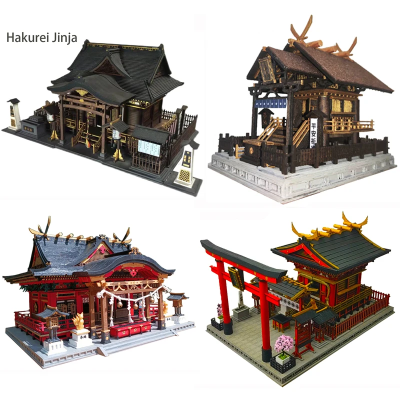 DIY Wooden Doll Houses Itsukushima Shinto Shrine Japanese Construction Miniature Building Kits with Furniture Dollhouse Gifts