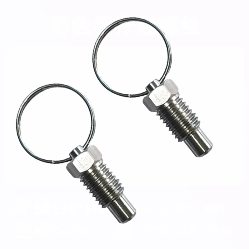 Image of 2 Stück ab Werk: M6×12mm, M8×16mm, M10×20mm Edelstahl-Indexstifte mit Zugring und Sicherungsschraube