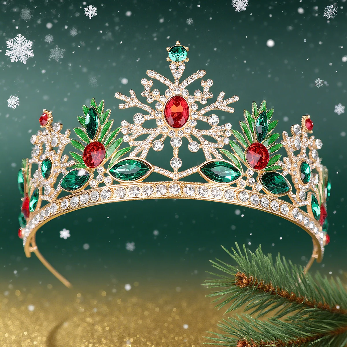 قطعة واحدة من أزياء عيد الميلاد وبسيطة على شكل تاج غزال عيد الميلاد وحفلات التاج وإكسسوارات الشعر وغطاء رأس على شكل تاج مرصع بالألماس #3