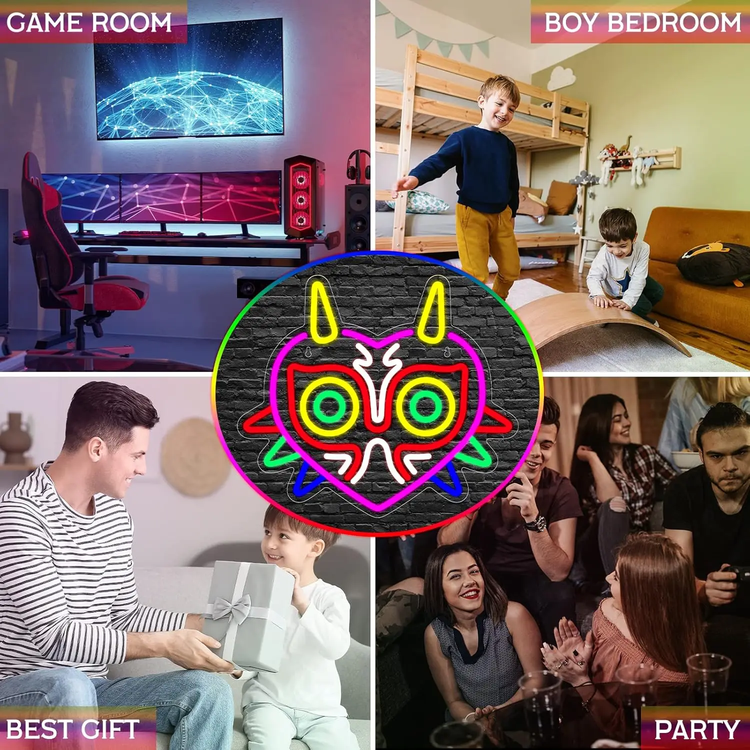 Game Room Neon Sign Zelda Game Animal Neon Light Sign Dimmable for Boy Room Game Wall Decor USB Game Player Gift Teenagers Fan