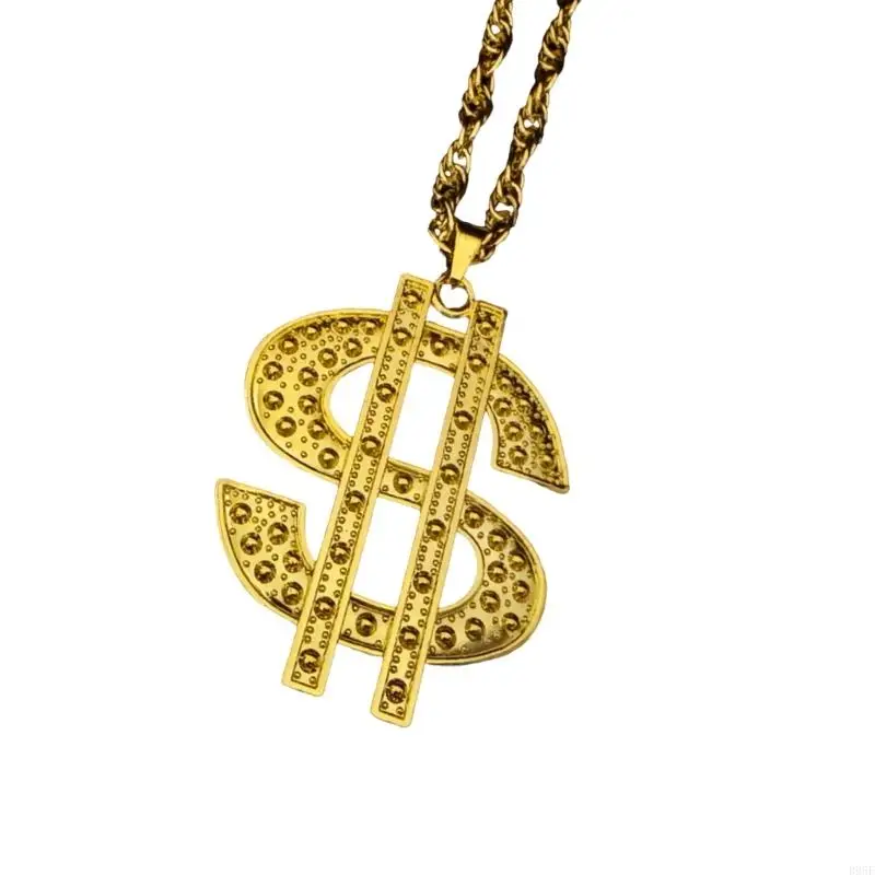 B95F 대담한 힙합 쥬얼리 달러 기호 목걸이 의상 액세서리 남성과 여성을위한 라인 석 세부 사항
