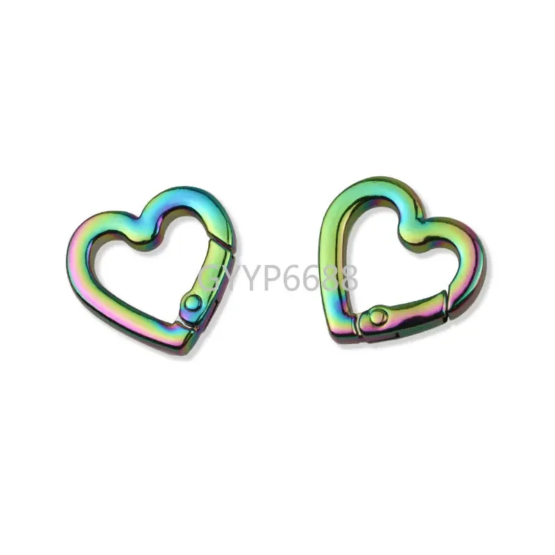 100-400PCS 15MM 19MM Heart Shape Metal Spring O Ring Buckles For Bags Handbag Belt Strap Dog Chain Connector Hooks Accessories
