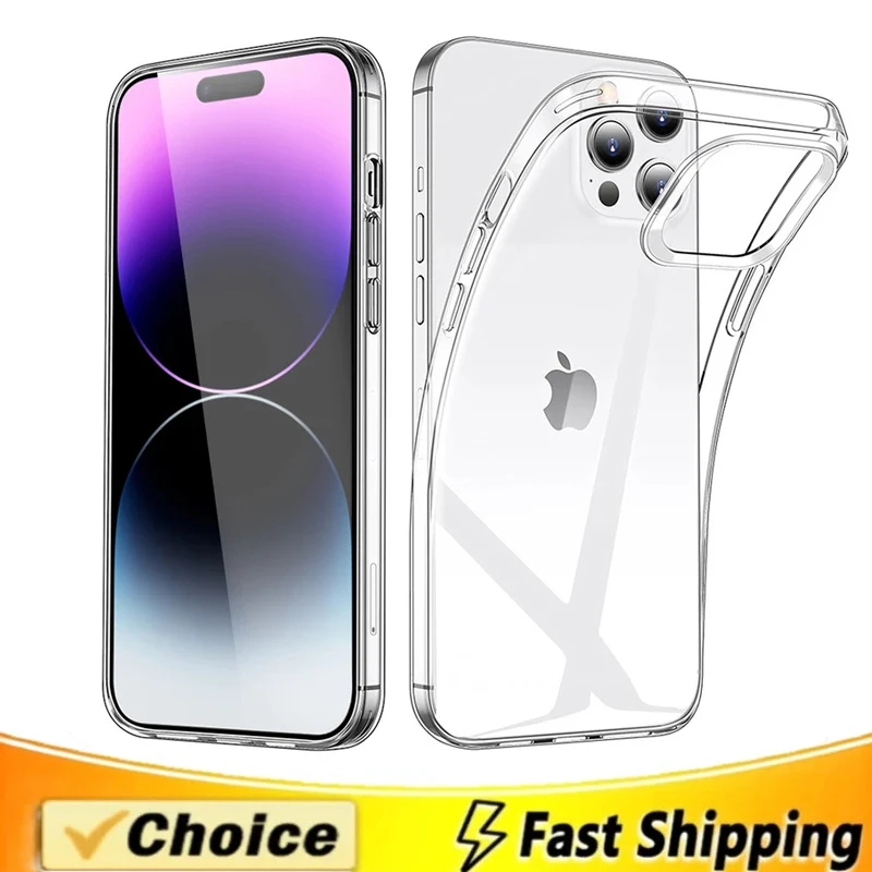 Clear Phone Case for IPhone 15 12 11 13 14 Pro Max Mini Silicone Soft TPU Cover Back Case for IPhone XR X XS MAX SE 14 15 8 Plus