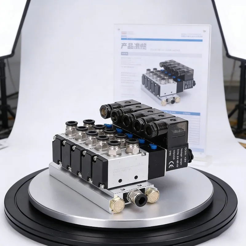 4V210 Solenoid Valve Group Cylinder Pneumatic Valve Solenoid Control Air 220v24V08 Manifold Plate Base  Island