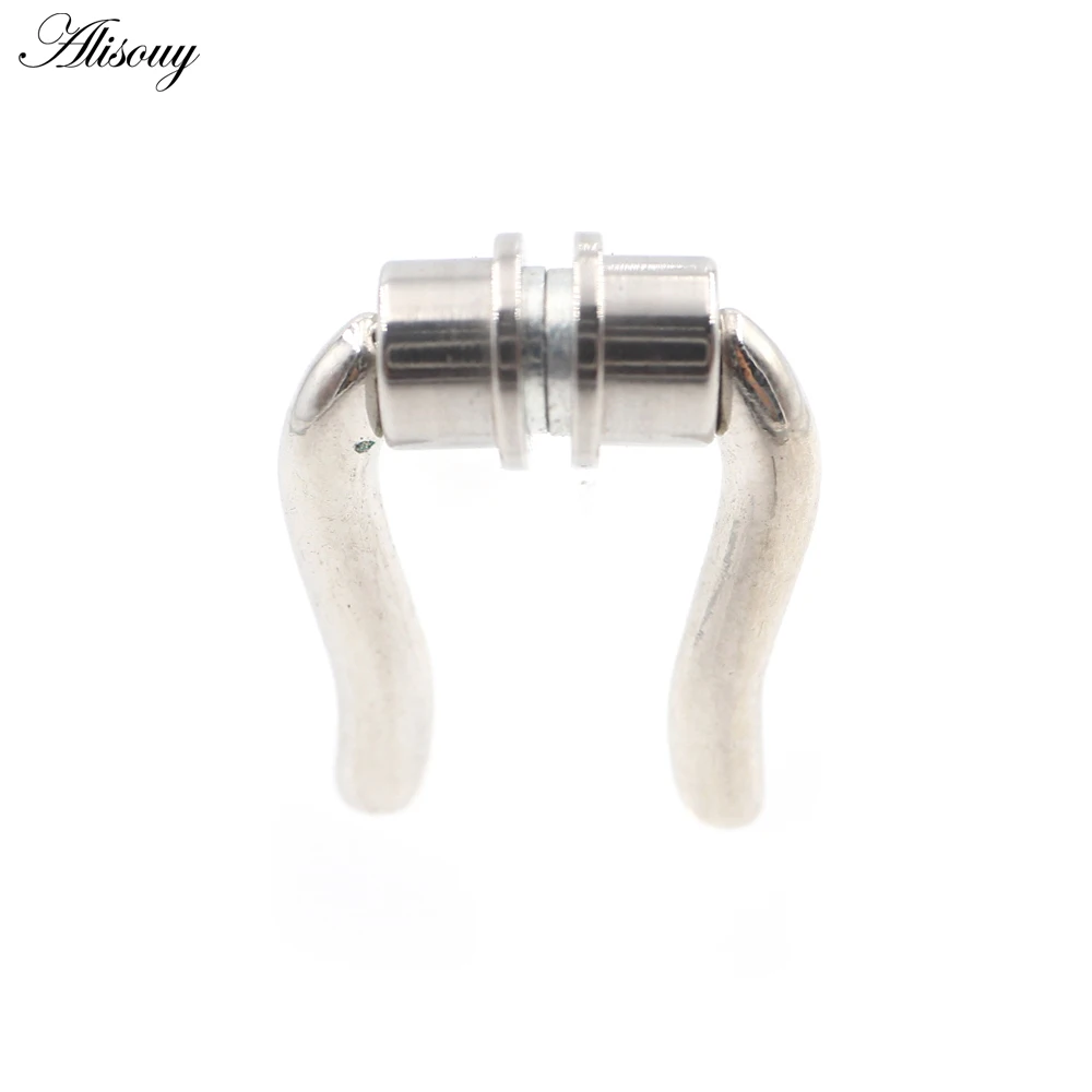 1 Piece Stainless Steel Snake Buffalo Horn Nose Ring Magnetic Ear Cartilage Septum Tragus Daith Non Piercing Body Jewelry