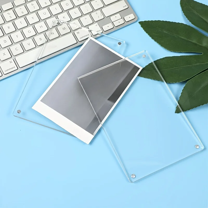 1/5pcs Acrylic Photo Frame - Transparent Desktop Picture Holder, Frameless Display for Photos, Cards & Art, Ideal Christmas