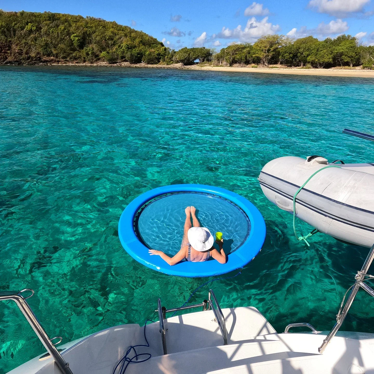 

10ft inflatable circle water hammock swimming lounge pool with floating net bottom