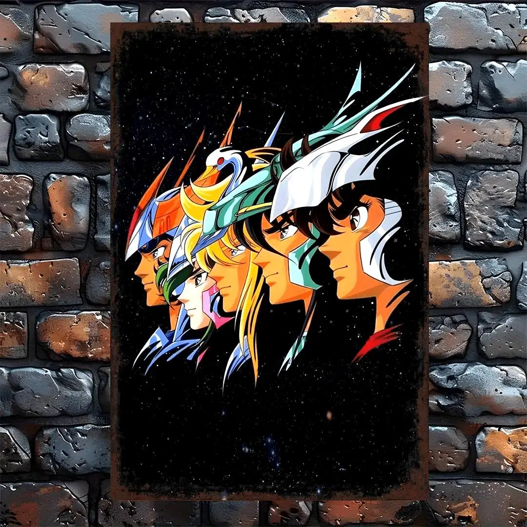 Saint Seiya Knights of the Zodiac Vintage Metal Wall Art - Waterproof & Dust-Proof Poster for Home, Bar, Cafe Decor Aesthetic An