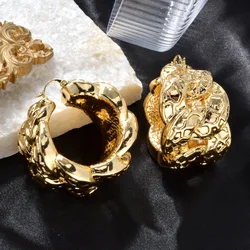Dubai 18k Gold-Plated Women's Ear Loops With Irregular Texture Design Rock and Hip-hop Party Jewelry Accessories Gifts