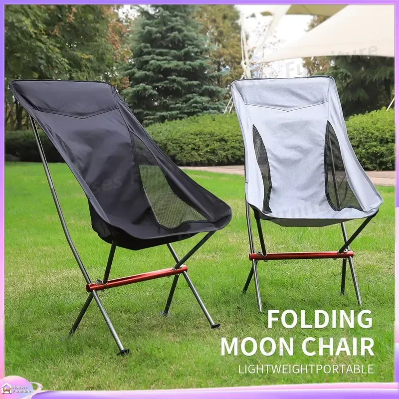 Portable Ultra Light Folding Moon Chair Outdoor Camping Beach Picnic Hiking Seat Cationic Fabric Aluminum Frame Compact