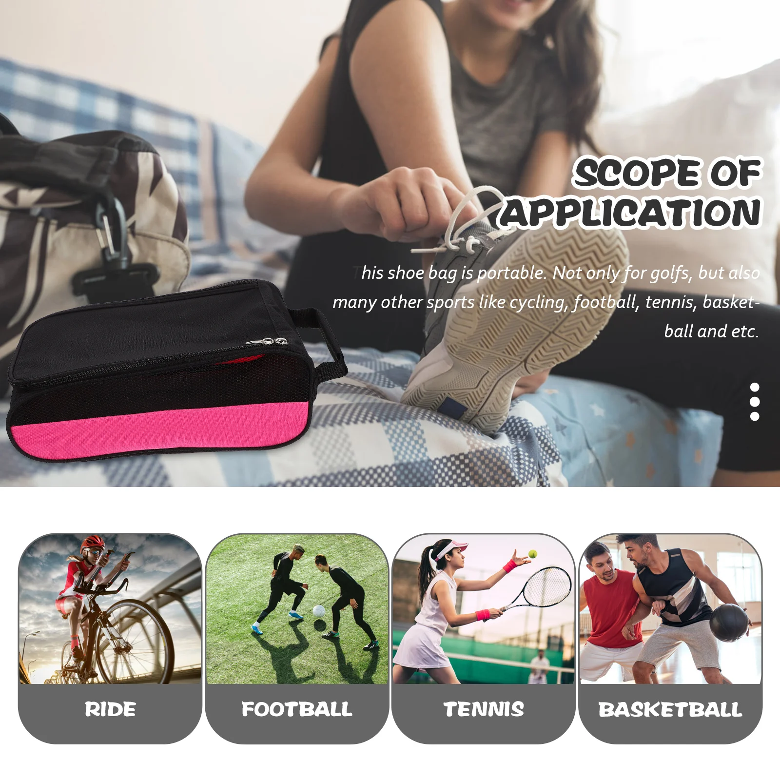 Zippered Golfing Shoes Bag Portable Organizer Breathable Pouch for Men Outdoor Sports Storage Shoe Bag Golfs Shoes Container