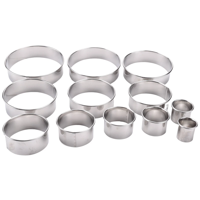 Cookie Biscuit Cutter Set, Round Stainless Steel Pastry Rings 12 Pieces With Round Box For Donut Pastries Fondant Cake