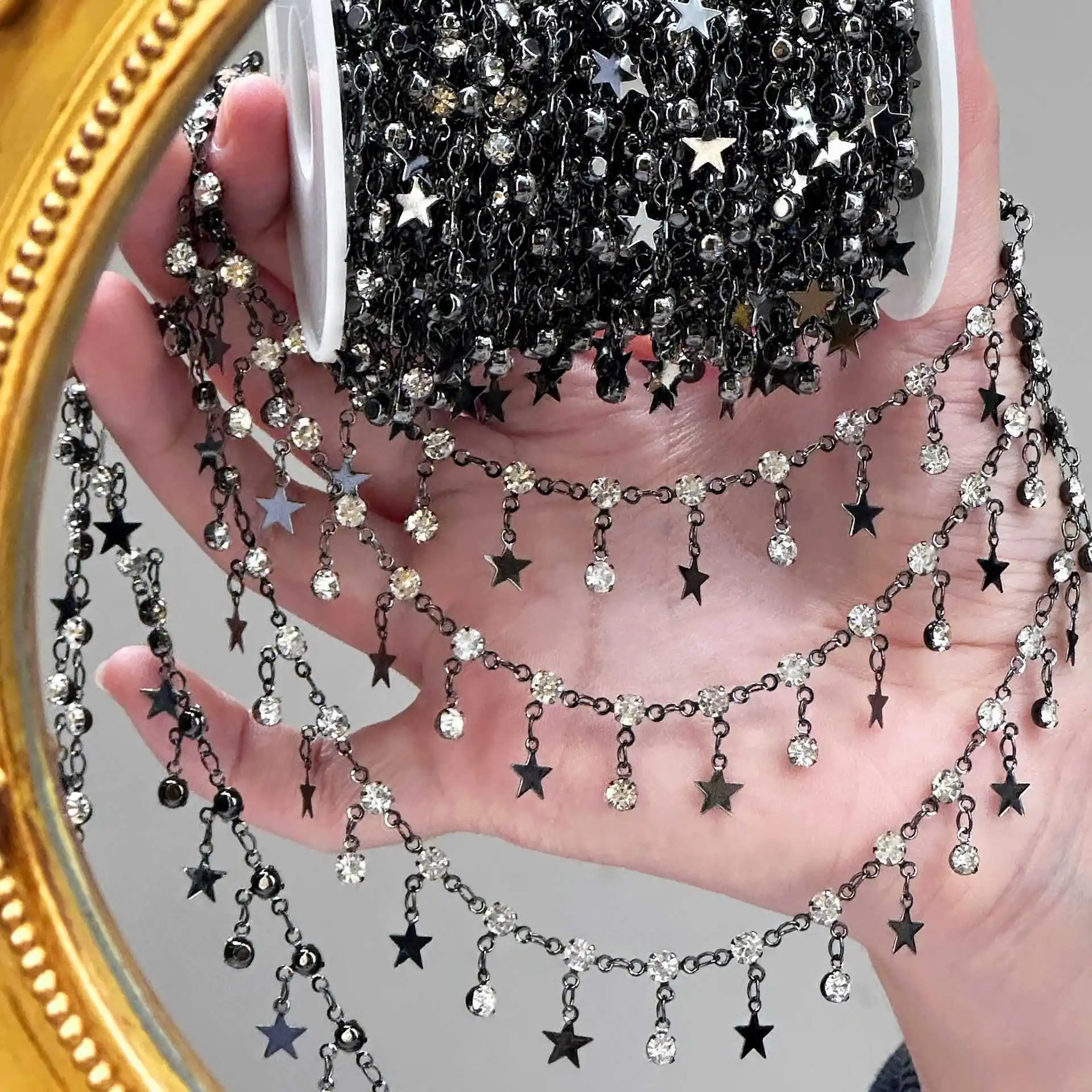0.5/1/2m Gorgeous Handmade Chain Feather Star Tassel Chain DIY Bracelet Necklace Headwear Jewelry Clothing Accessories view 5