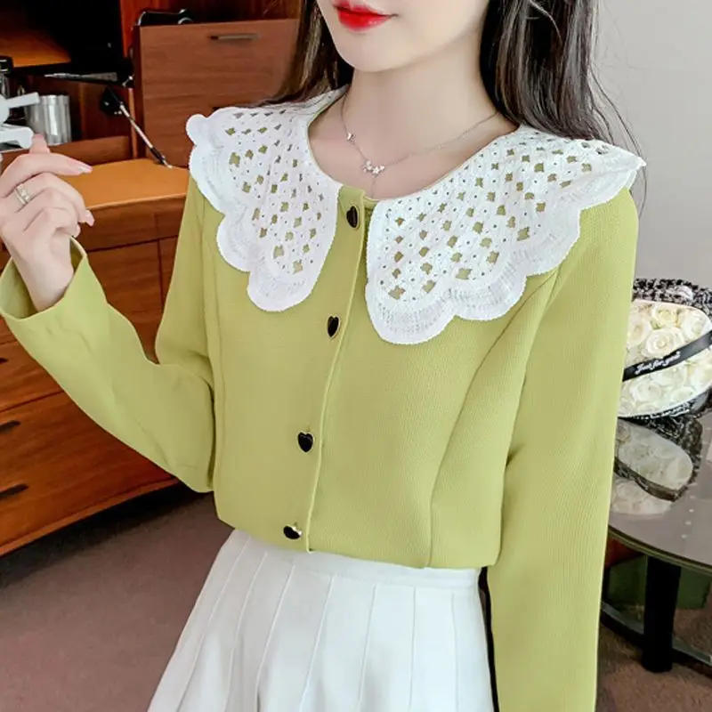 

French Doll Collar Button Long Sleeve Blouse Women's Autumn New Fashion Design