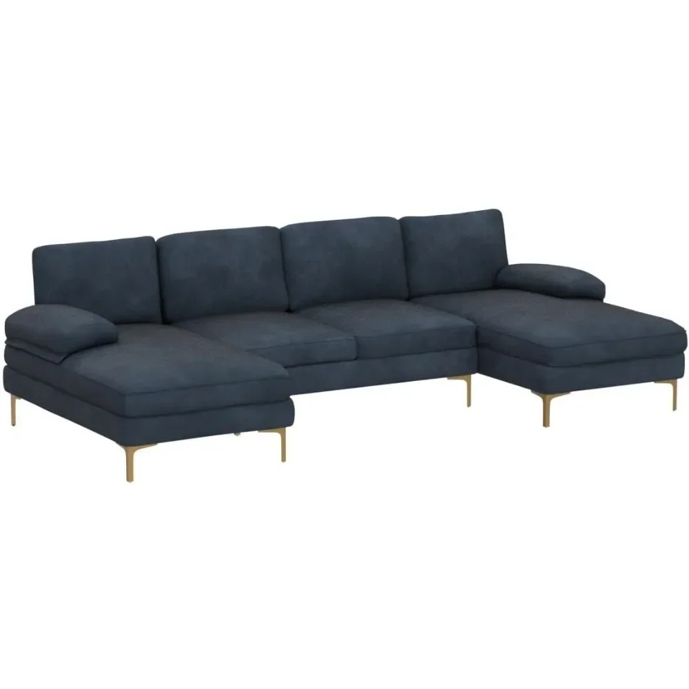 

Convertible Sectional Sofa 110" U-Shape Couch 4-Seat Couch with Chaise ChenilleFabric Upholstered for Living Room