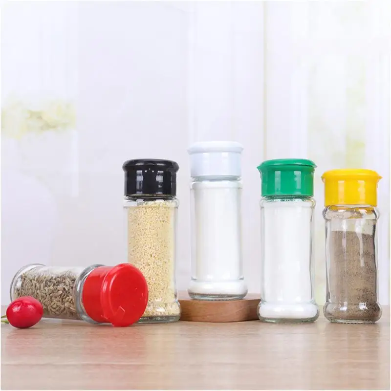 Spices Jars Plastic Bottle Kitchen Salt&Pepper Shaker Seasoning  Container For Barbecue Condiment Storage Box Lid Food Rack