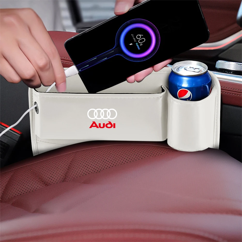  Car Seat Gap Organizer Storage Box With Water Cup Holder For Audi A3 A4 A6 B8 Q5 S5 Sline B6 S3 S6 A1 A2 A7 A8 8P C5 C6 C7 Q1 view 5