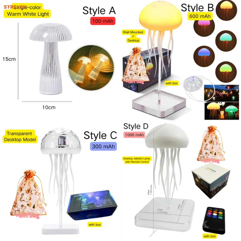 LED Jellyfish Lamp with Remote  Life Colour Gradient Light Effects  with 9 Tentacles 2 Working Control  Modes Ultra Long Battery