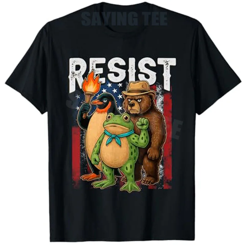 Frogs Resist Portland Frog Protest Vintage Activist Freedom T-Shirt No Kings in America Y2k Funny Political Sarcastic Saying Tee