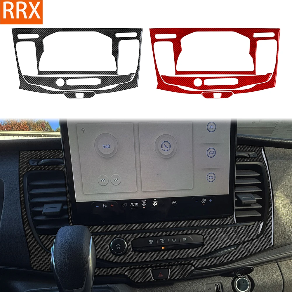 For Ford Transit 350 2024-2025 Real Carbon Fiber Stickers Center Navigation Control Air Vent Panel Car Accessories decorative