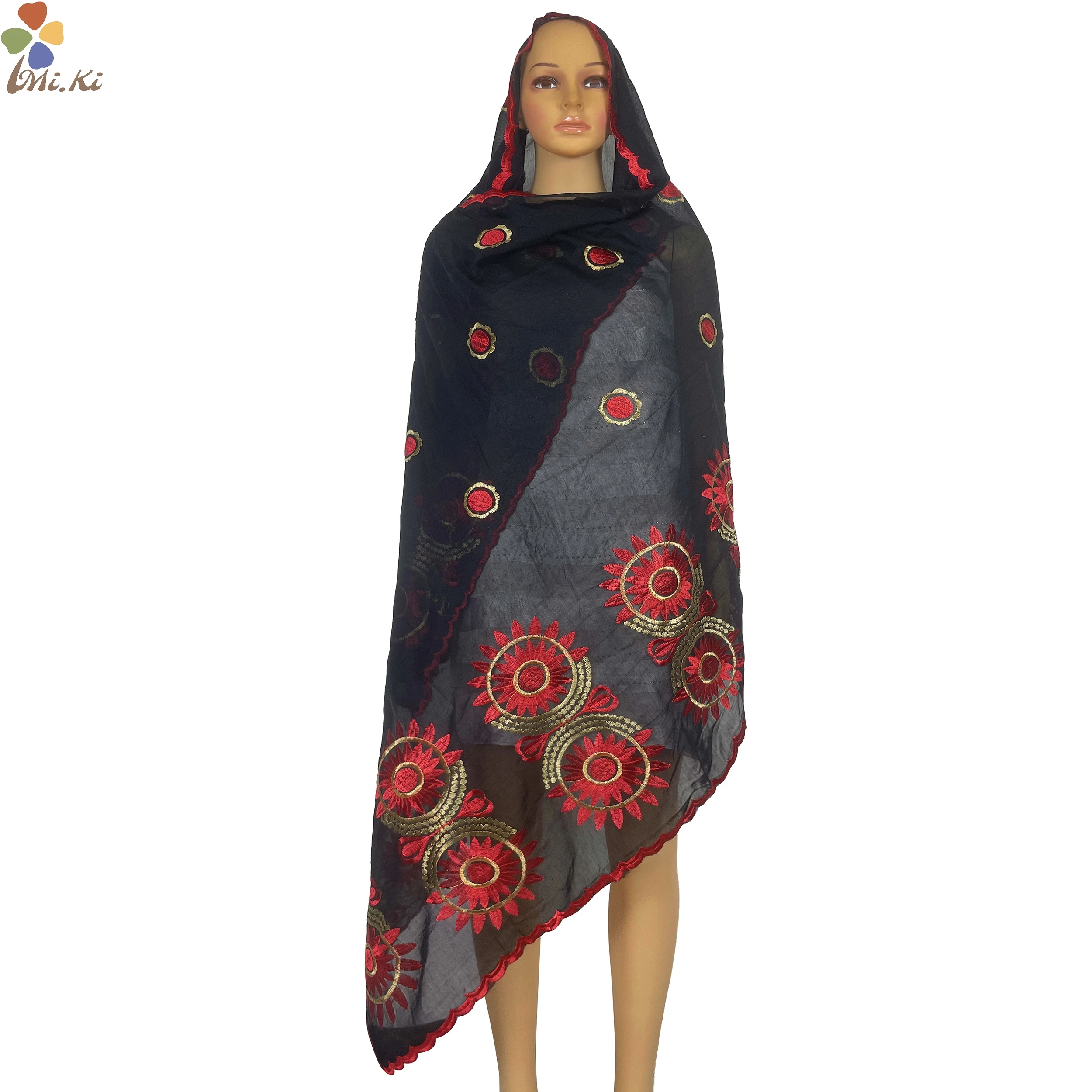 Bufanda africana de algodón suave para mujer, diadema islámica de Dubái, Hijab largo x 200 cm de 2023, 100