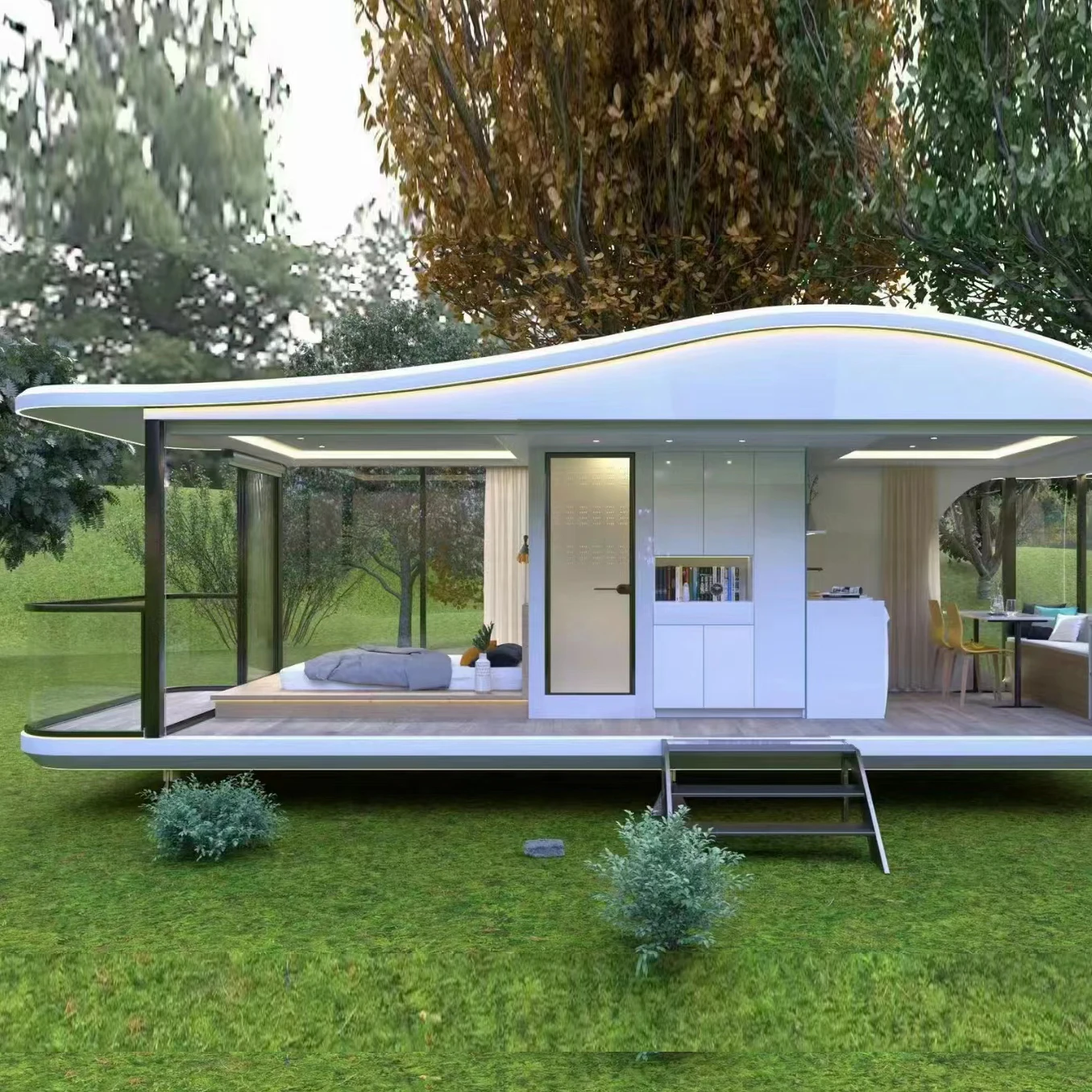 Casa prefabricada de lujo de cápsulas espaciales: cápsula para dormir con cabina de cama | Ideal para hoteles, contenedores para uso doméstico y exterior