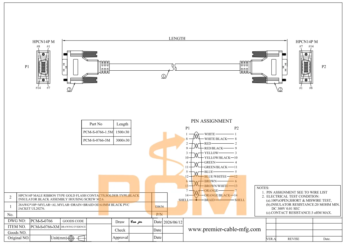 HPCN14 MDR 14-Pin-Kabel, Stecker-zu-Stecker, Schraubverriegelung, SCSI-Kabel für Servoantrieb, Bewegungssteuerung, industrielle Anwendung – Detail 3