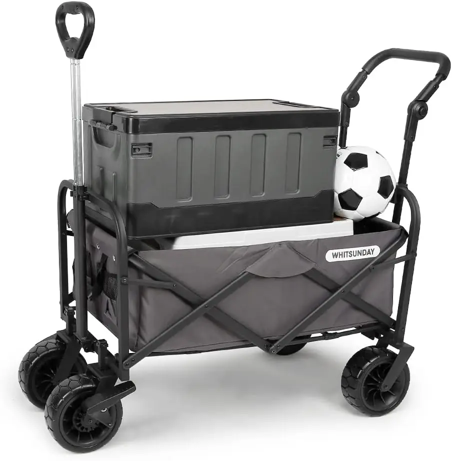 Collapsible Folding Garden Outdoor Park Utility Wagon Picnic Camping Cart with Bearing and Brake 8