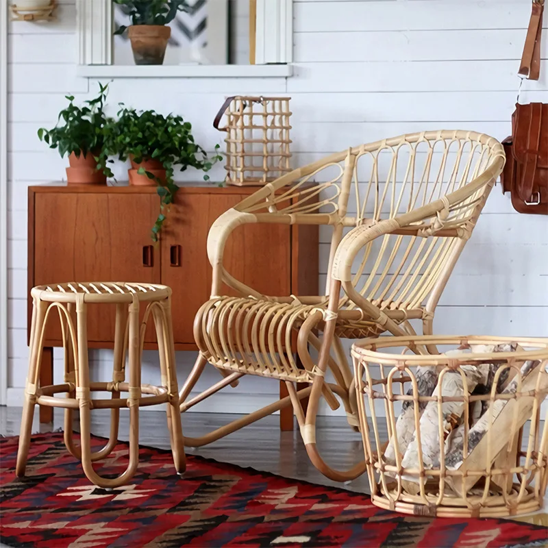natural rattan chair set - 3 piece patio furniture set with backrest, perfect for b&bs and guesthouses