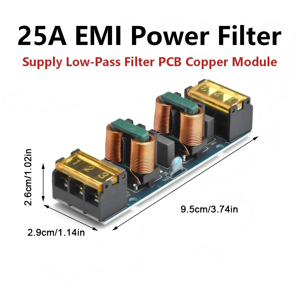 

Фильтр электромагнитных помех 25А для подавления шумов и высокочастотных помех, фильтр нижних частот, медный модуль для печатных плат