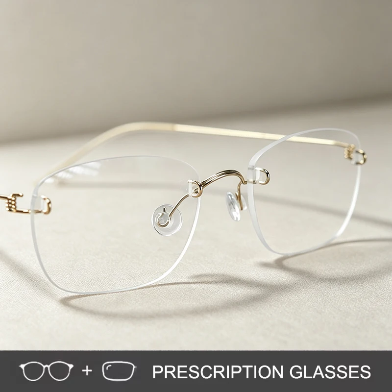 Rimless Optical Eyeglasses Frame Denmark Women Ultralight Thin Rim Prescription Glasses Eyewear Men Square Spectacles Business