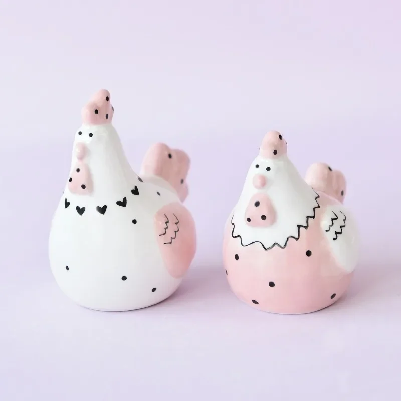 Nordic Creative Rooster Hen Seasoning Bottle Set Korean Cartoon Chicken Ceramic Salt Pepper Shaker Salt Box Kitchen Decoration