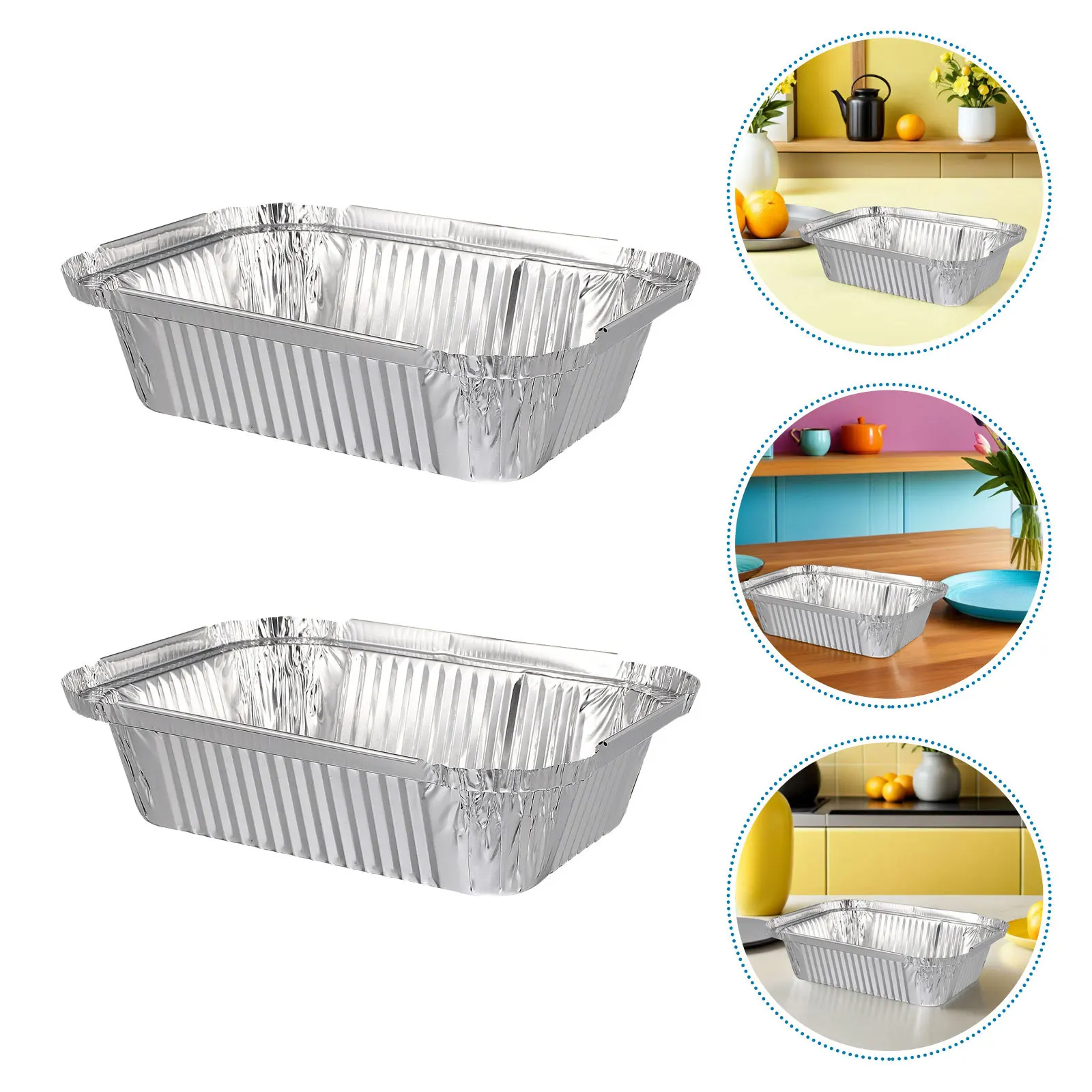 

20Pcs Disposable Aluminum Foil Pans 3500Ml Square Baking Trays for Oven Grill Roasting Party Picnic Air Fryer Meal Prep Fruit