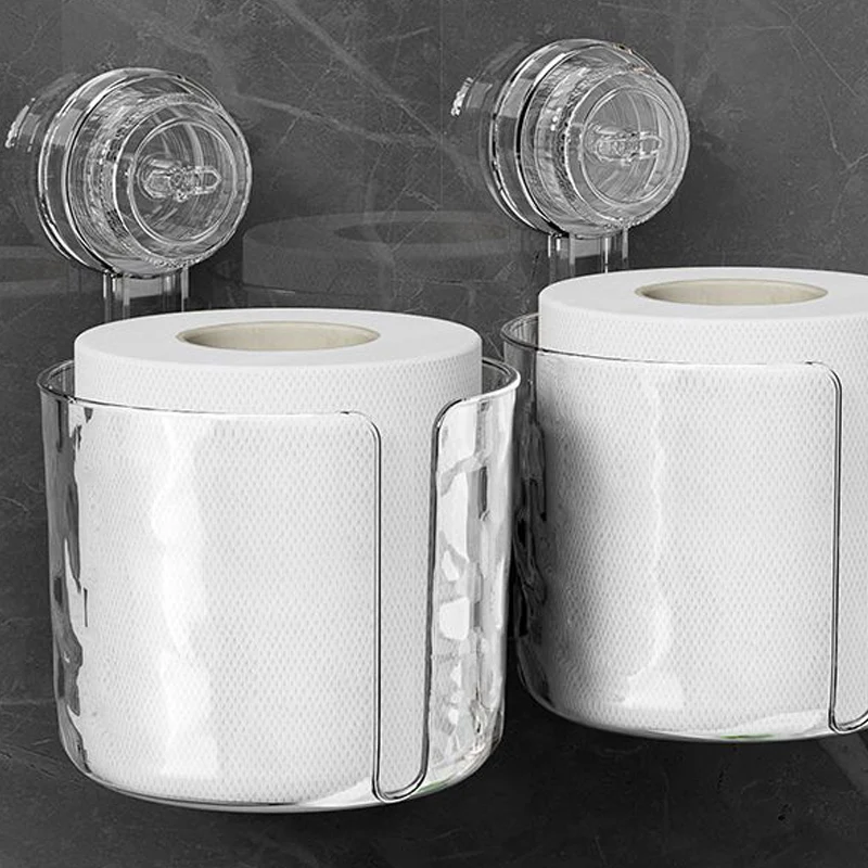 Bathroom Tissue Box No-drilling Wall-mounted Suction Cup Bathroom Toilet Shower Storage Organizer Paper Holder Face Towel Cases