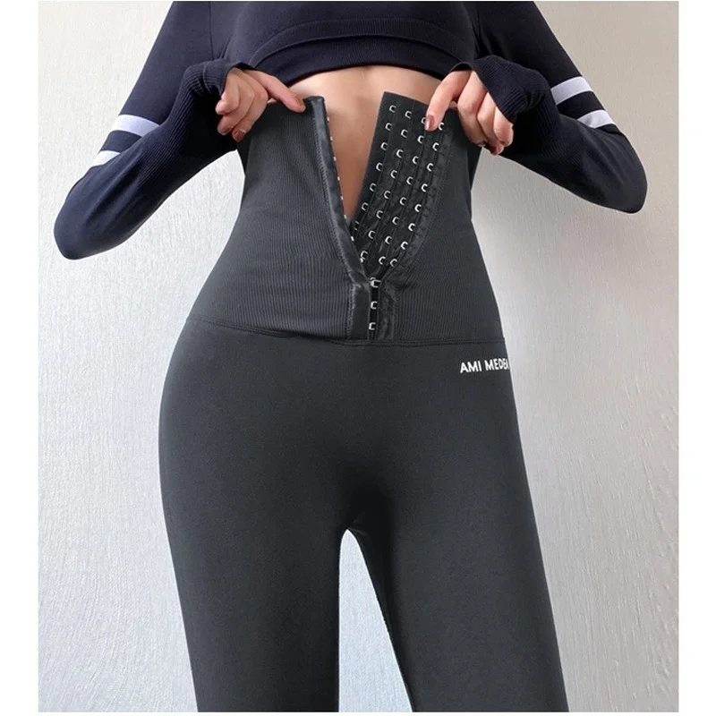 Fitness Women Corset Push Hip Postpartum High Waist Yoga Pants Workout Seamless Leggings Sportswear Gym Running Training Tights