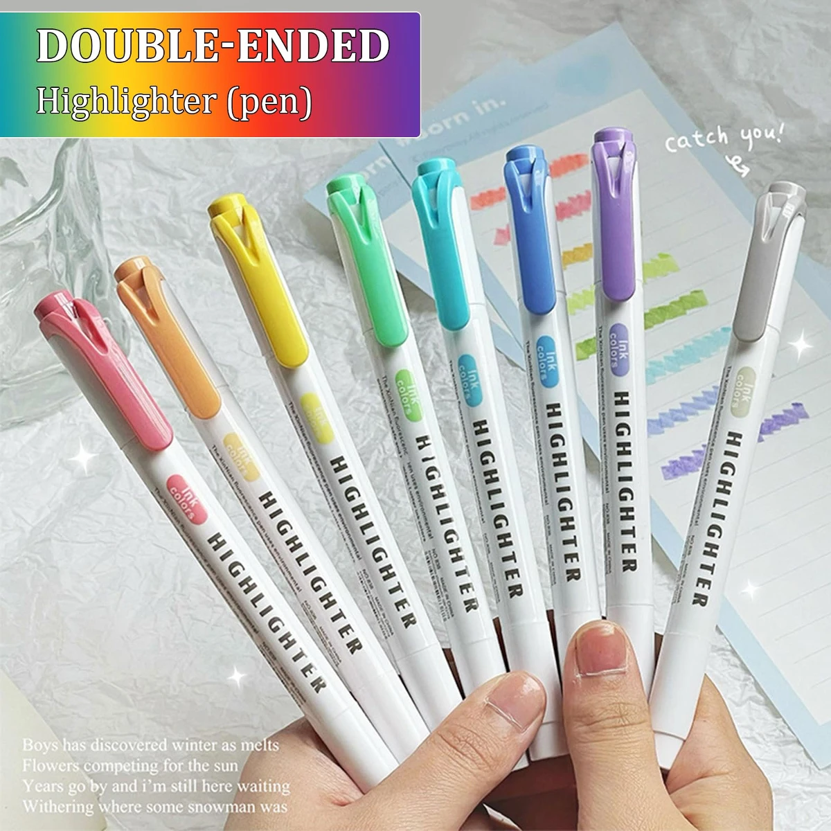 مجموعة هايلايتر باستيل مكونة من 15 لونًا، هايلايتر مزدوج الأطراف مع أطراف واسعة وناعمة، ألوان دافئة متنوعة، مثالية للمدرسة والمكتب #5