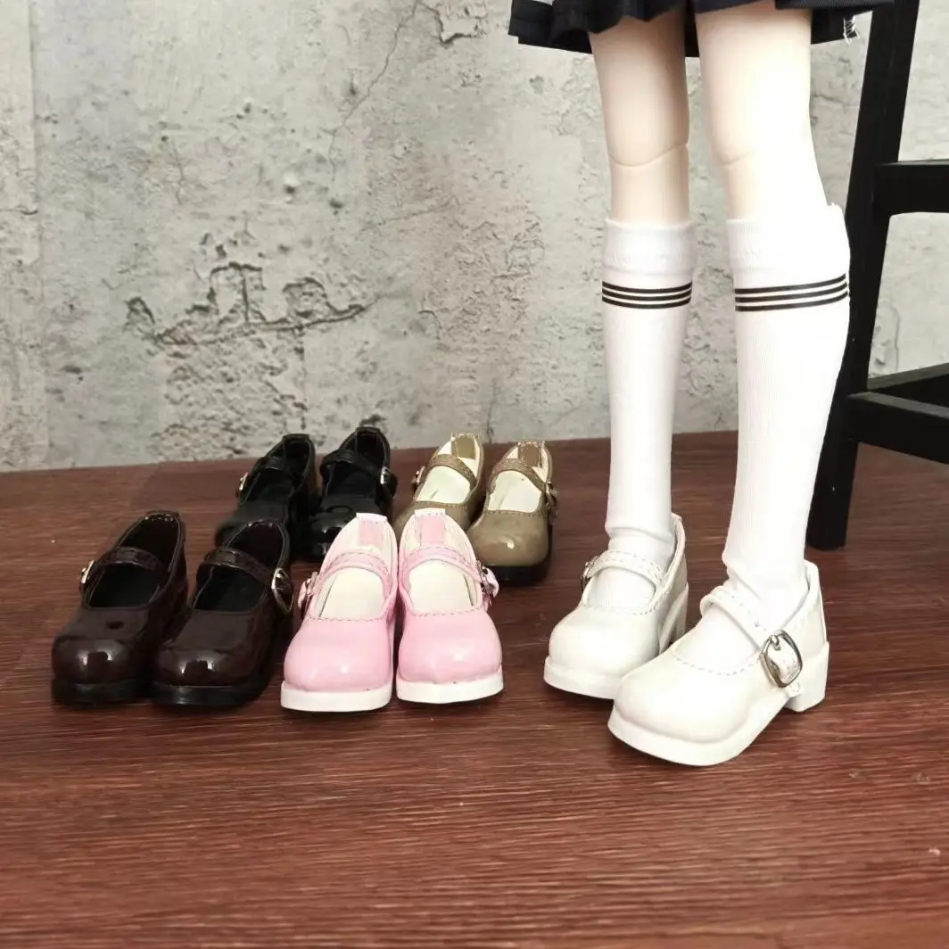 Doll Shoes for 1/3 1/4 1/6 bjd doll Versatile College Style Glossy Leather Shoes High Heels Girl Toys Dress Up Doll Accessories