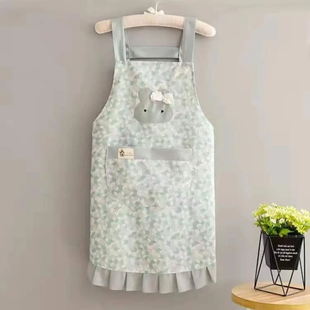 

Кухонный фартук с принтом кролика, устойчивый к пятнам, с большим карманом, униформа для ресторана, дышащий фартук с цветочным принтом на талии для общественного питания