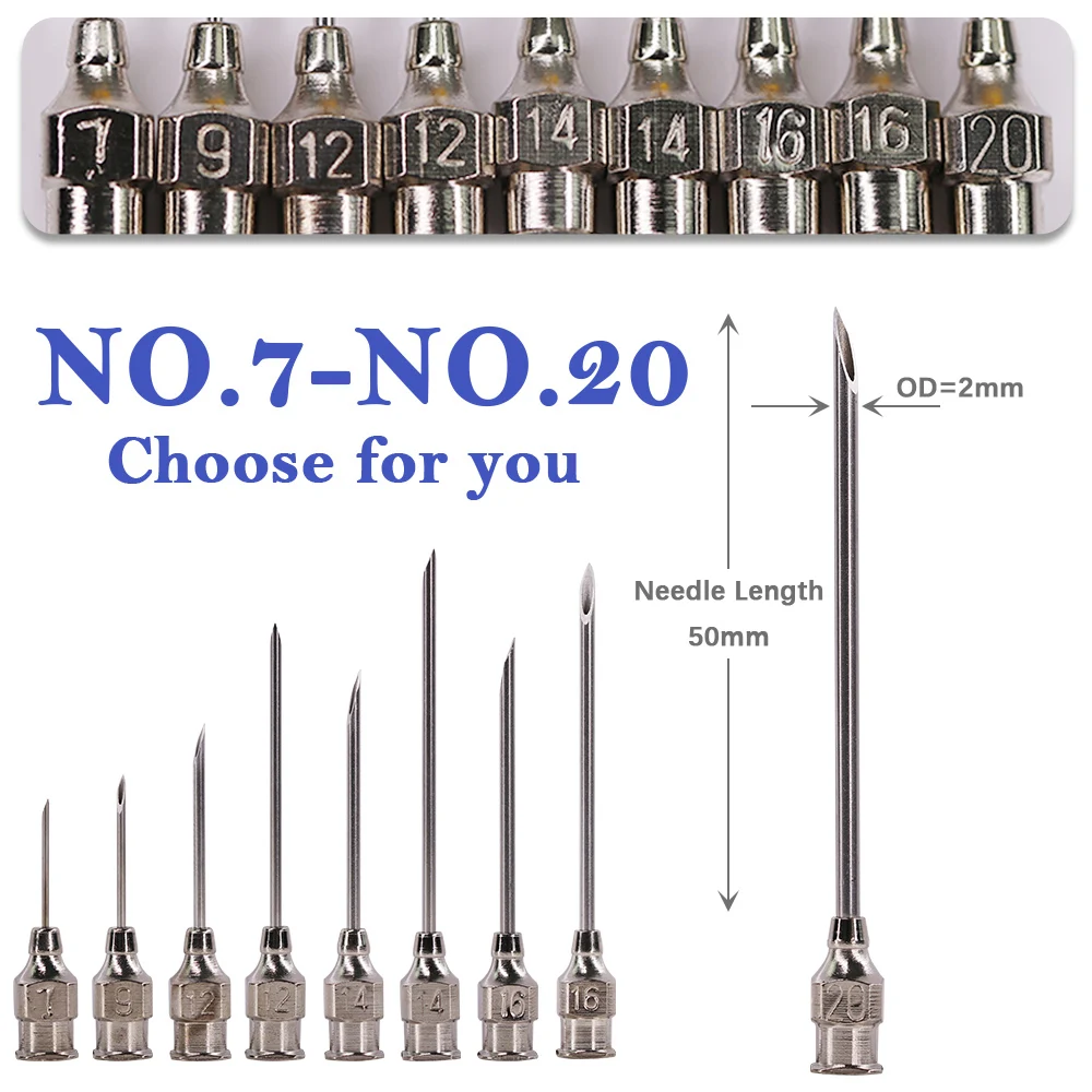 304 Stainless Steel Syringe Pinhead Vaccine Injection Dispensing Needle Medication Tube Veterinary Tools Livestock Farm Animal