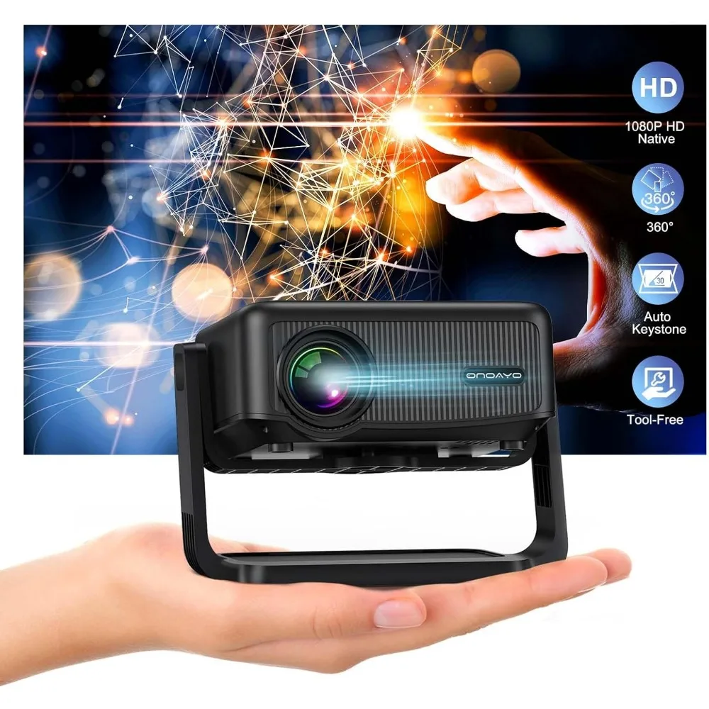 

[360°Adjustable Stand] Mini Projector With WiFi And Bluetooth 500 ANSI, Electric Focus & Auto Keystone Correction, GivingYou